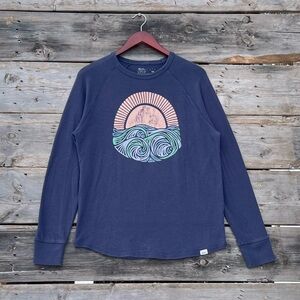 Woosah Lake Sunset Navy Graphic Crewneck Sweatshirt Size Medium